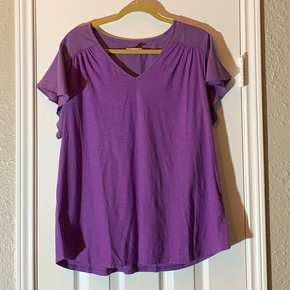 Westbound Purple Cotton T-shirt with Silk Details on Sleeves